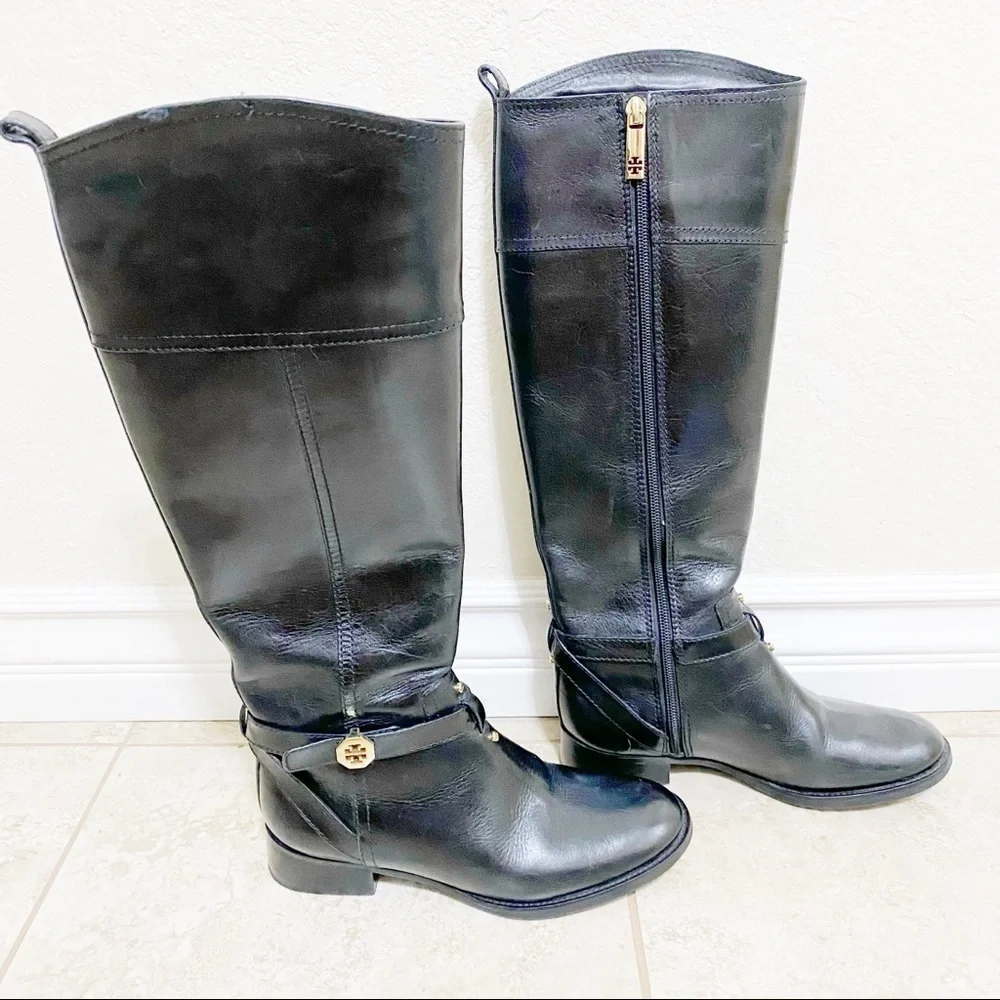 Tory Burch Brita black leather riding boots size 5.5